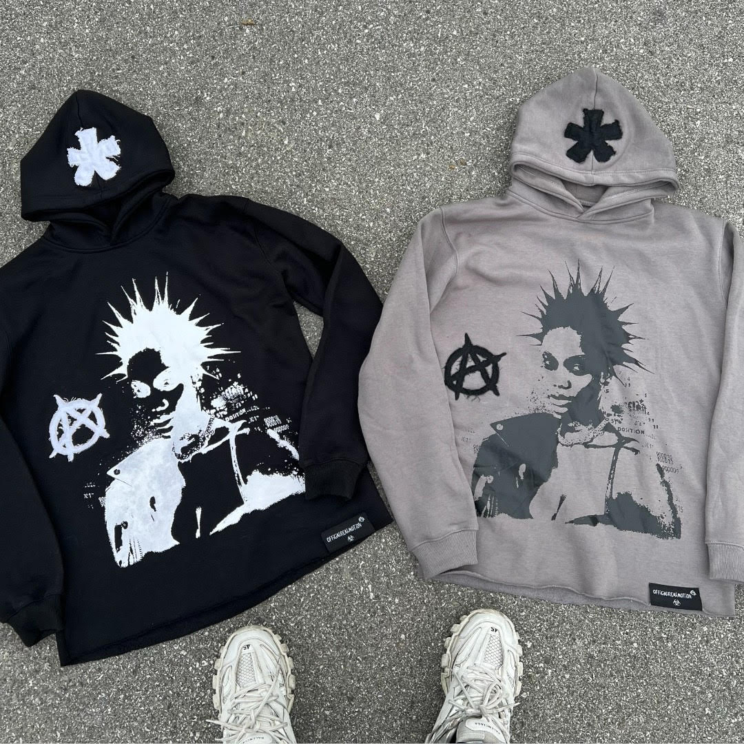 Optimistic Plague - Grey Cropped Hoodies