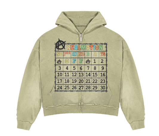 MOTION-DAY Zip-up Hoodie Cream & Black